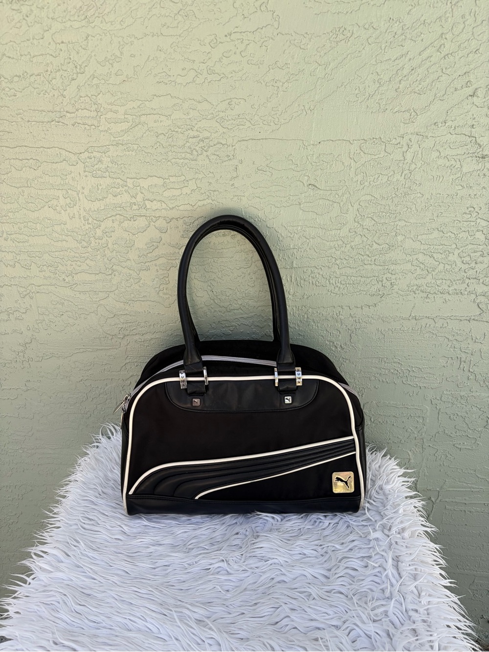 Puma Black Satchel with White Trim